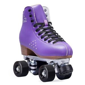 Roller Skates Women Deluxe 2 Layer Microfiber Leather Double Row-Classic Size 10